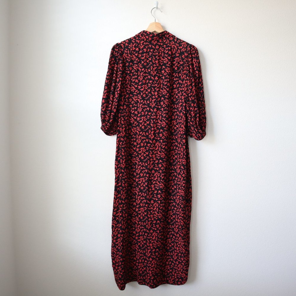 Ganni Red and Black Floral Midi Dress - Picture 10 of 12